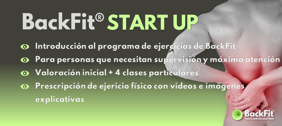 Programa BackFit Start Up que incluye valoración inicial enfocado en ejercicios de espalda